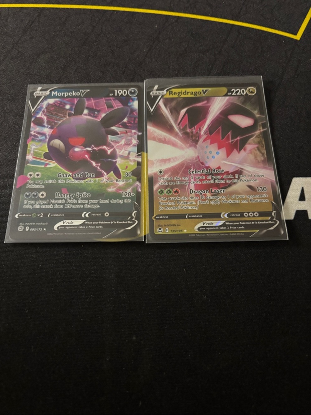Pokemon Black and Pink Morpeko V & Regidrago V Twin Card Set